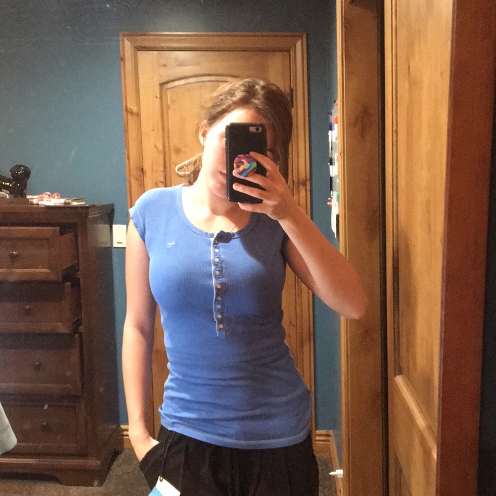 Blue button up t-shirt